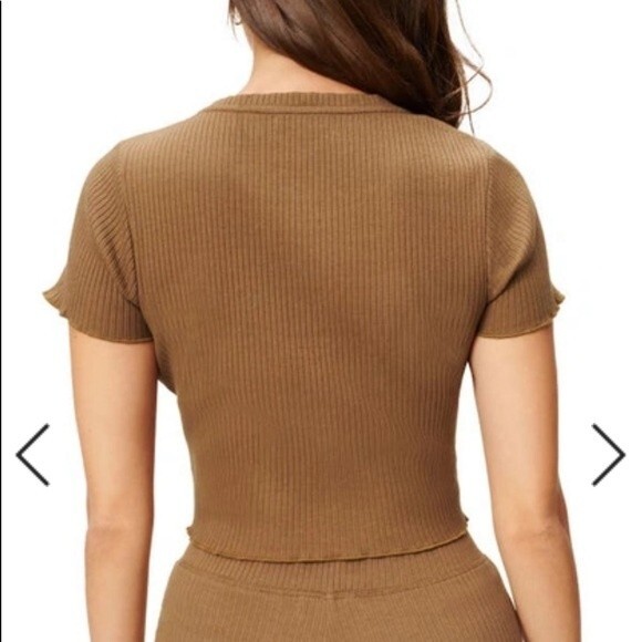 NWT Good American Rib Knit Baby Tee Shirt Sepia Brown Size XL NEW‎ - Picture 2 of 8